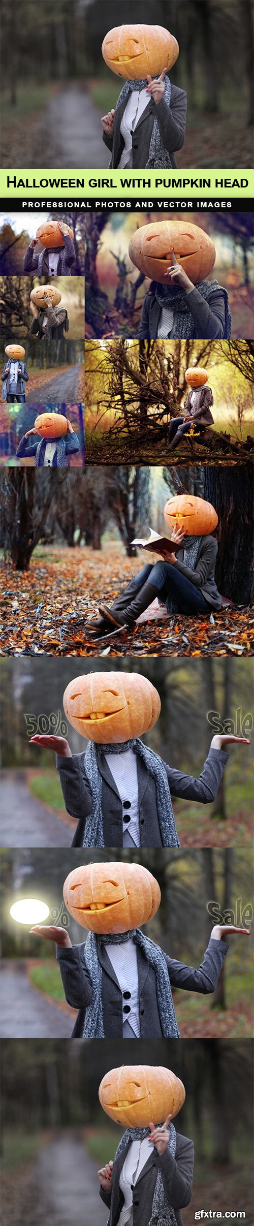 Halloween girl with pumpkin head - 10 UHQ JPEG