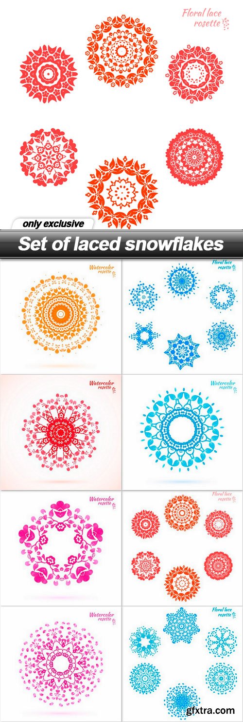 Set of laced snowflakes - 8 EPS