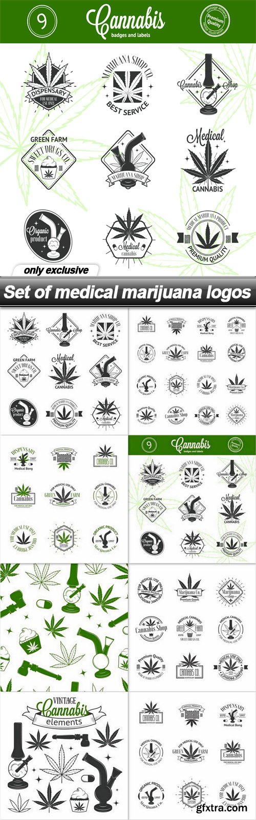 Set of medical marijuana logos - 8 EPS