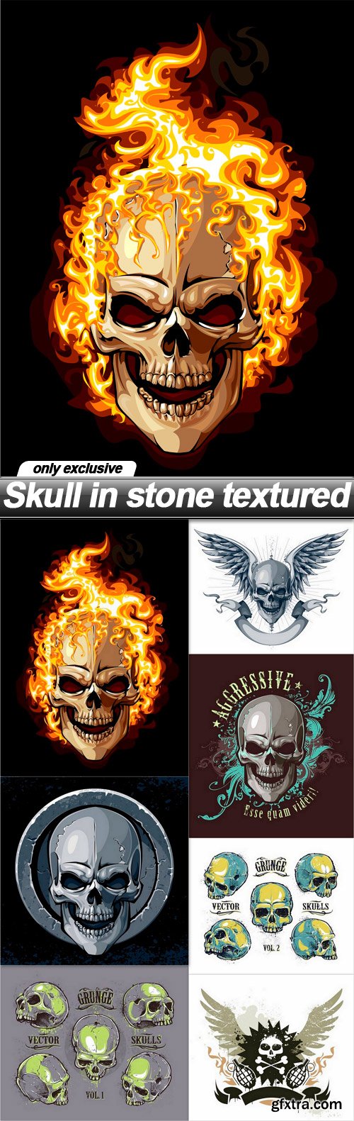 Skull in stone textured - 7 EPS