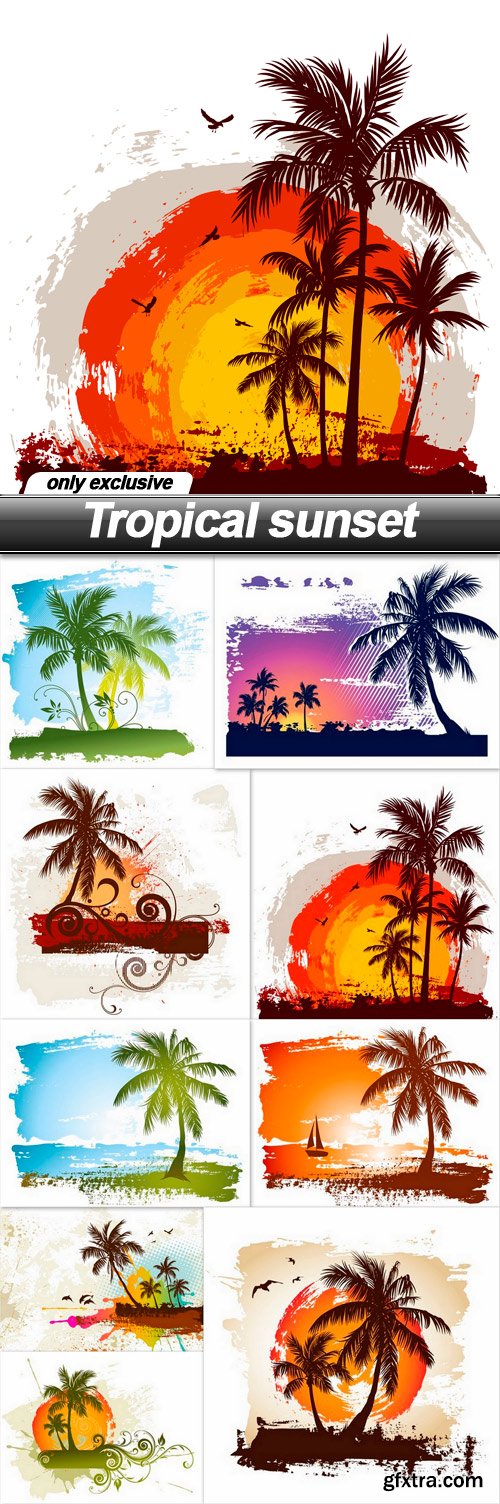 Tropical sunset - 9 EPS