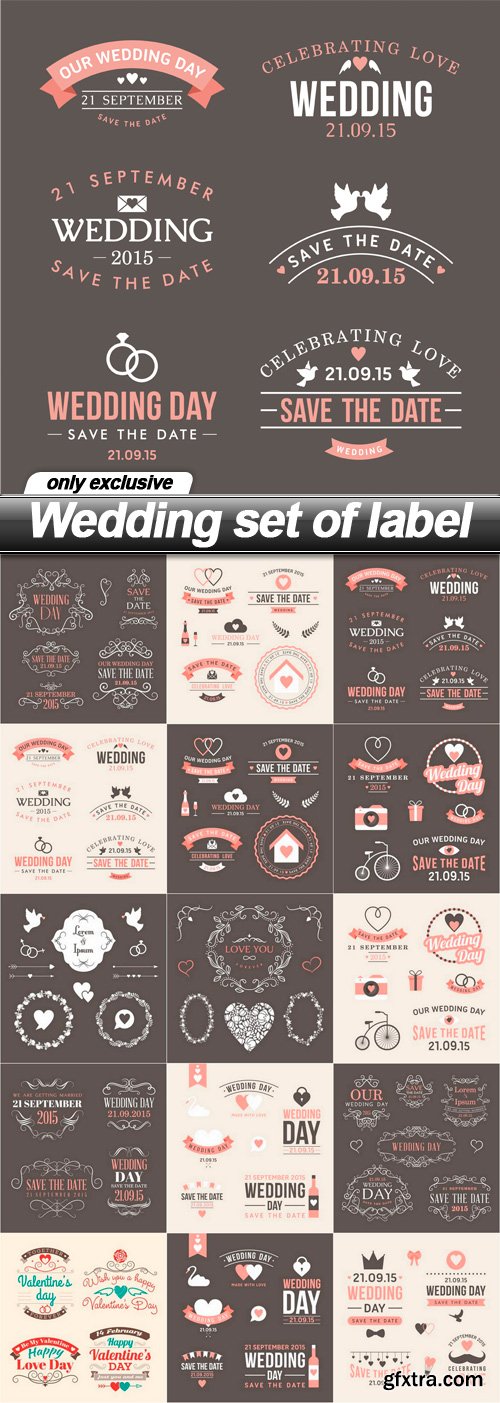 Wedding set of label - 15 EPS