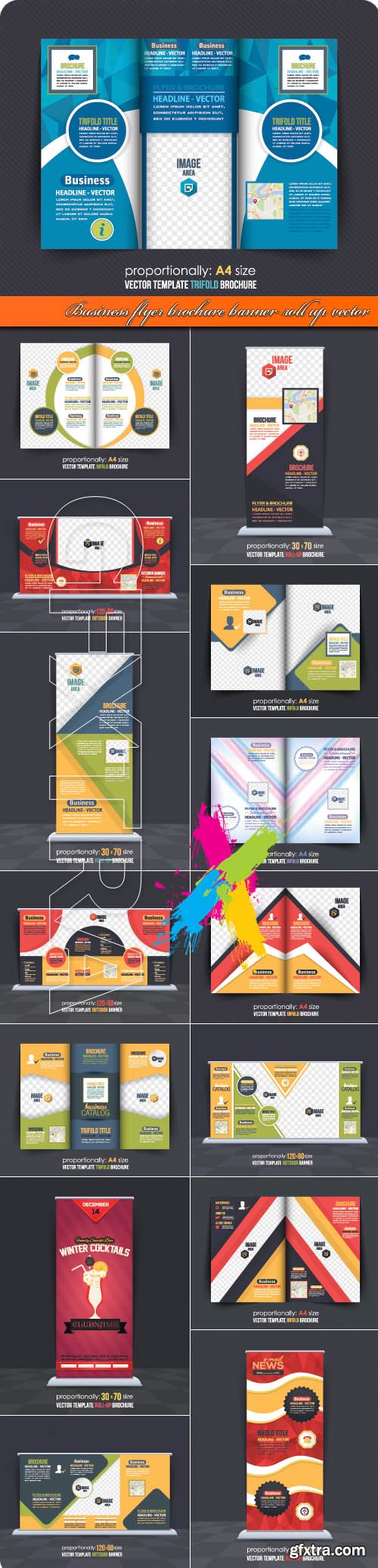 Business flyer brochure banner roll up vector