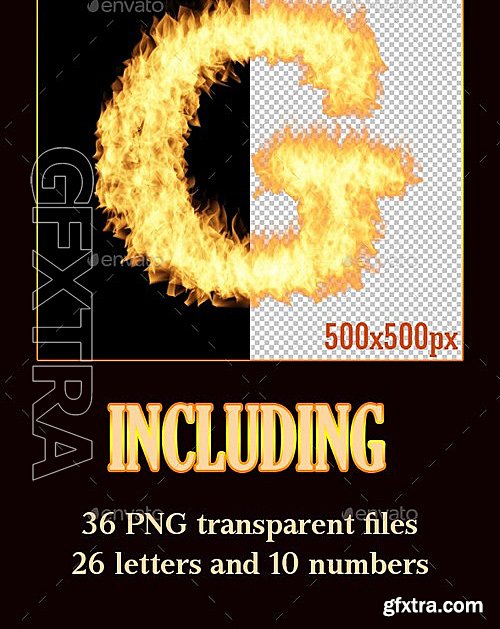 GraphicRiver - Flaming Letters and Numbers Graphic 13199901