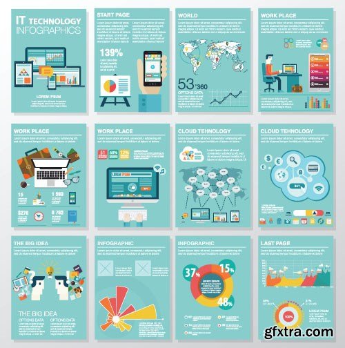 Flat Infographics Templates 2 - 25x EPS