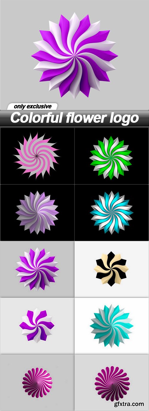 Colorful flower logo - 10 UHQ JPEG