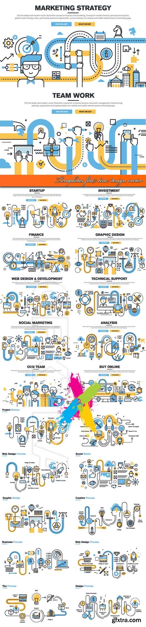 Templates flat line design vector