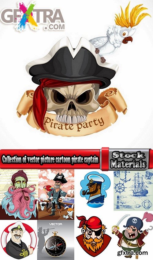 Collection of vector picture cartoon pirate captain sailor anchor Sea 25  EPS