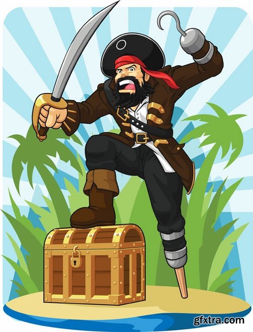 Collection of vector picture cartoon pirate captain sailor anchor Sea 25  EPS