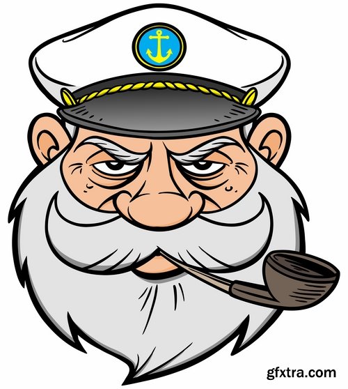 Collection of vector picture cartoon pirate captain sailor anchor Sea 25  EPS