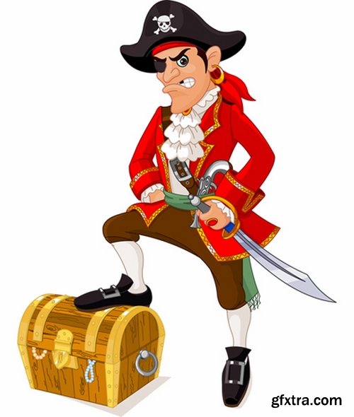 Collection of vector picture cartoon pirate captain sailor anchor Sea 25  EPS