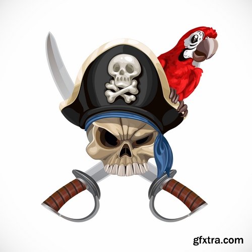 Collection of vector picture cartoon pirate captain sailor anchor Sea 25  EPS