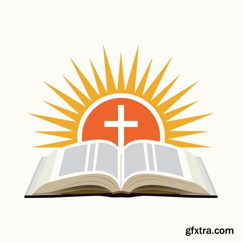 Collection of vector image bible holy scripture, Jesus Christ ancient book 25 EPS