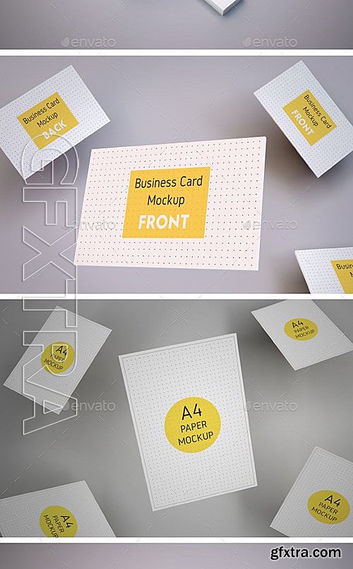 GraphicRiver - Realistic Business Card and A4 paper Mockup Pack 13192607