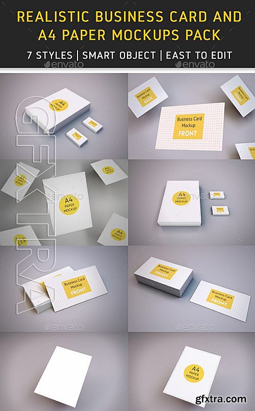 GraphicRiver - Realistic Business Card and A4 paper Mockup Pack 13192607