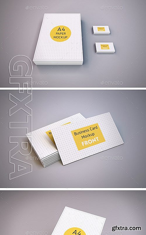 GraphicRiver - Realistic Business Card and A4 paper Mockup Pack 13192607