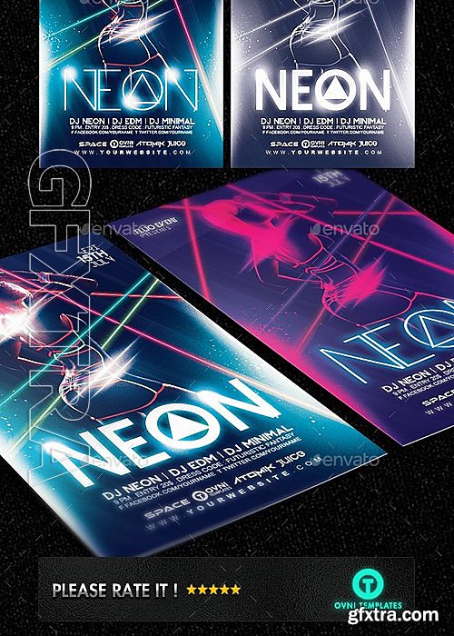 GraphicRiver - Neon Laser Fluo Light Sexy Flyer Template 13124617