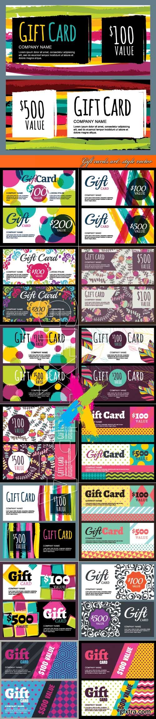 Gift cards art style vector