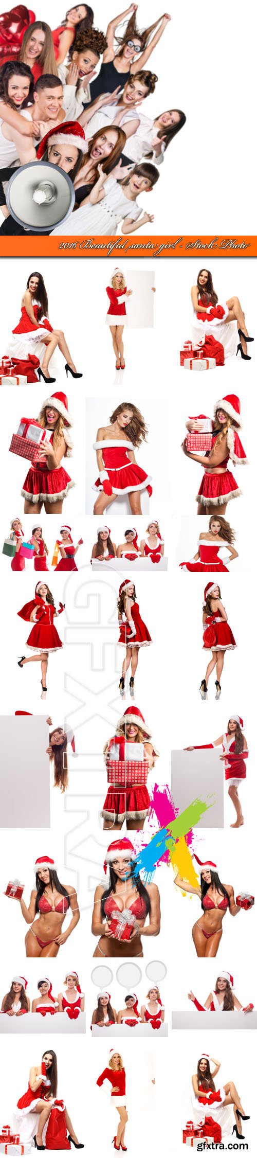 2016 Beautiful santa girl - Stock Photo