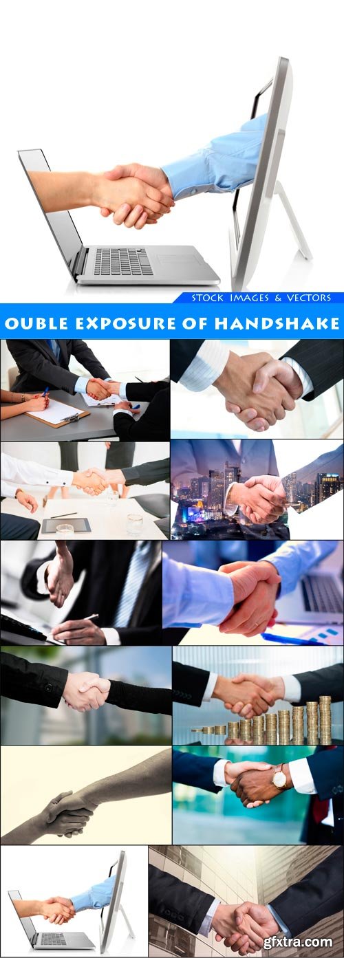 ouble exposure of handshake 12X EPS