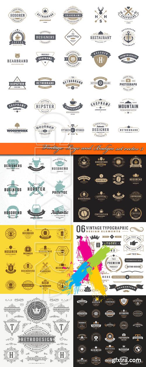 Vintage Logo and Badges set vector 3