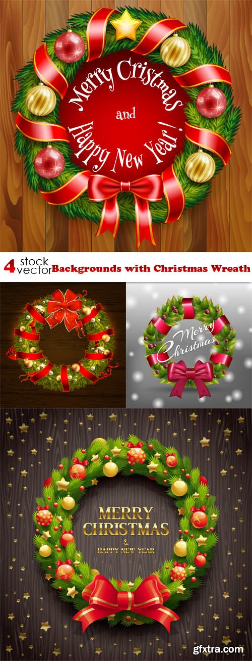 Vectors - Backgrounds with Christmas Wreath