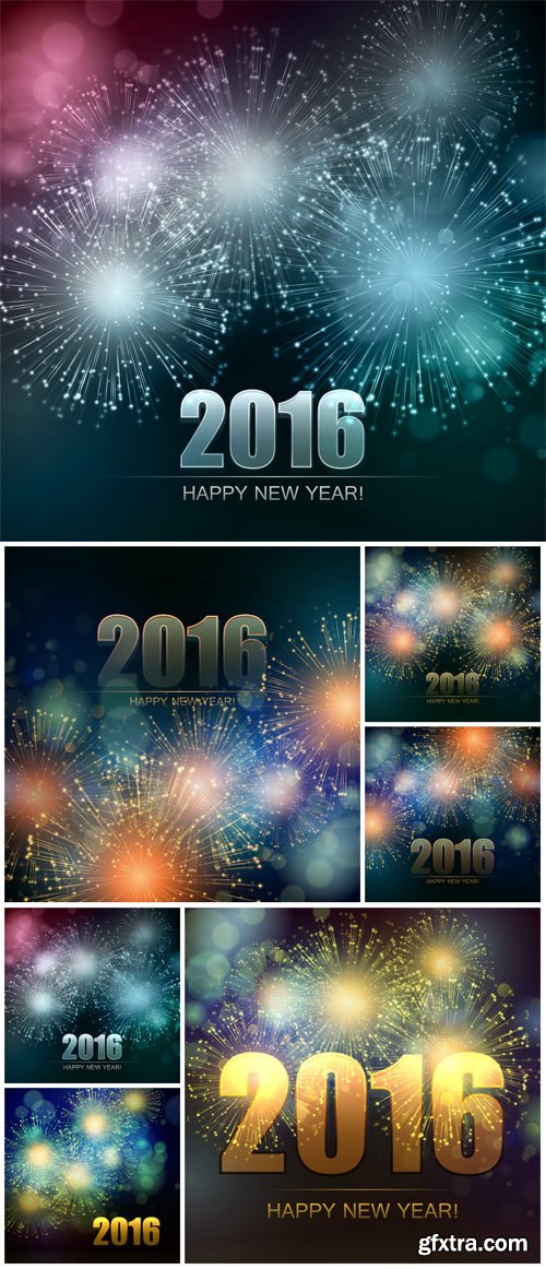 Christmas vector background 2016, fireworks