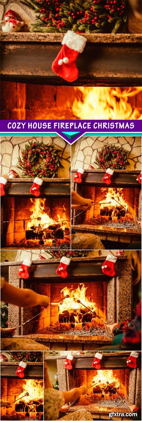 Cozy house fireplace Christmas 5x JPEG