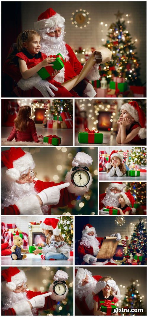 Christmas celebration, the children and Santa Claus