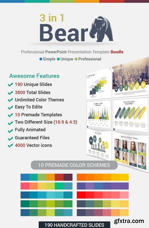 Graphicriver 3 in 1 Bear PowerPoint Template Bundle 13028387