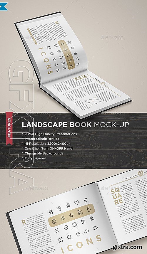 GraphicRiver - Landscape Book Mock-Up Set 13081963