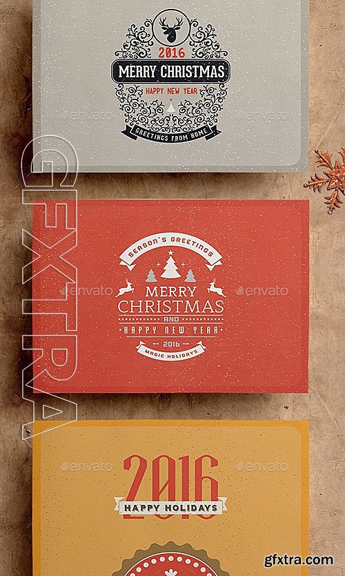 GraphicRiver - Retro Vintage Christmas Card Pack 13124894