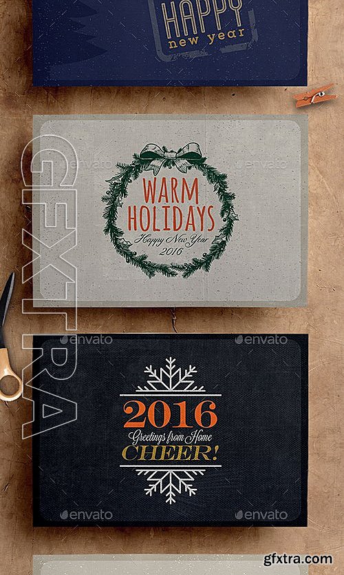 GraphicRiver - Retro Vintage Christmas Card Pack 13124894