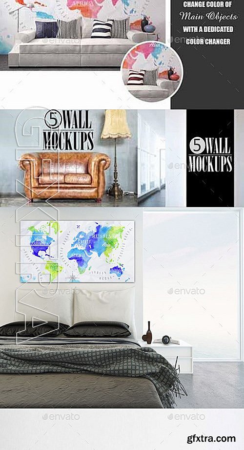 GraphicRiver - 5 Advanced Wall Art Mock-ups vol1 13227733