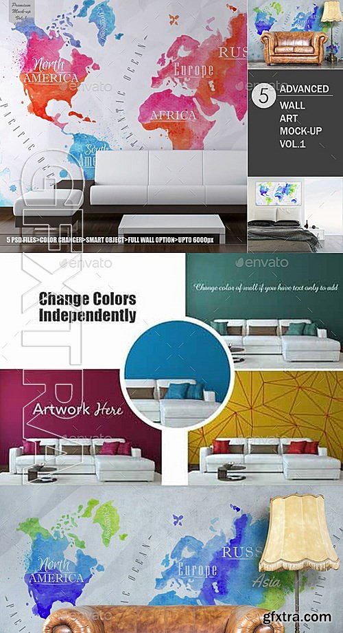 GraphicRiver - 5 Advanced Wall Art Mock-ups vol1 13227733