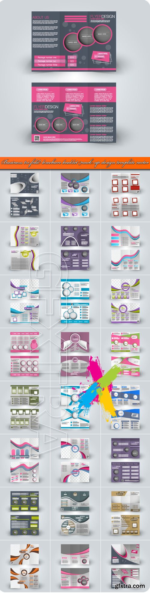 Business tri-fold brochure booklet mock up design template vector