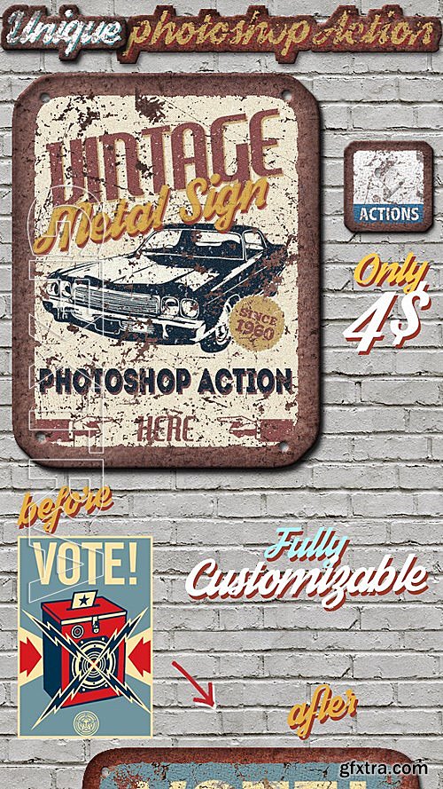 GraphicRiver - Vintage Metal Sign Photoshop Action 13296572