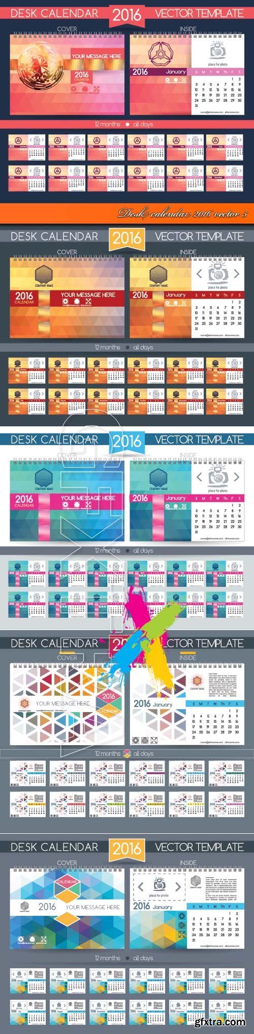 Desk calendar 2016 vector 5