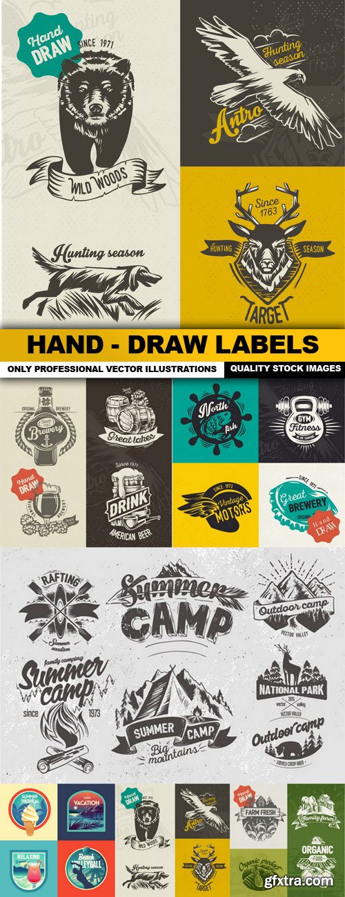 Hand - Draw Labels - 6 Vector