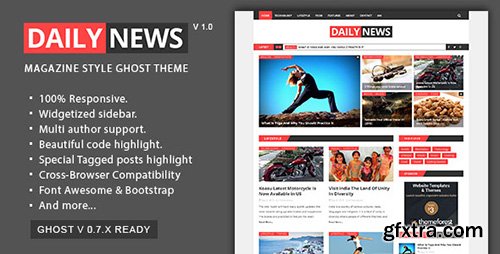 ThemeForest - Daily News v1.0 - Magazine and Blog Ghost Theme - 12849846