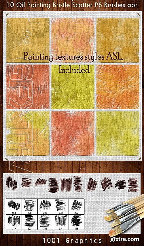 GraphicRiver - 10 Oil Painting Bristle Scatter PS Brushes 13291434