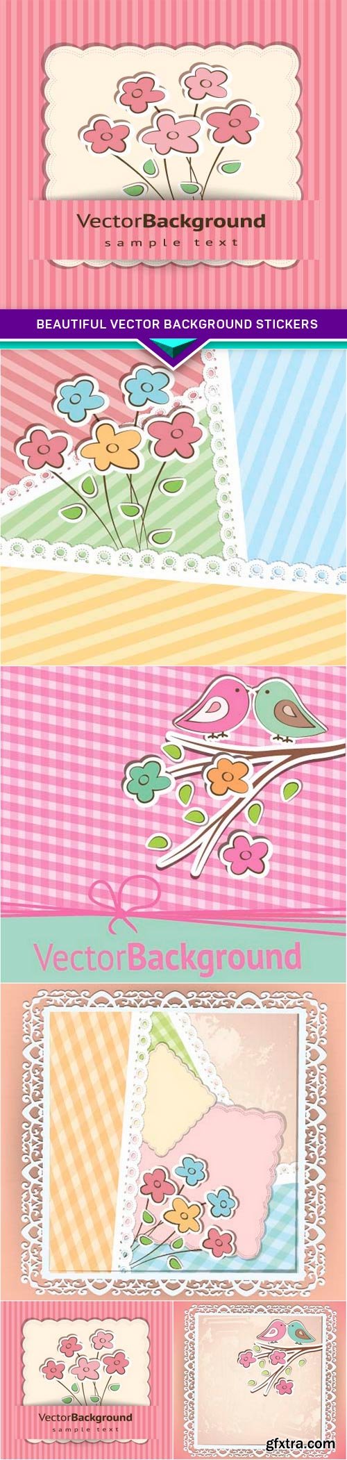 Beautiful vector background stickers 5x EPS