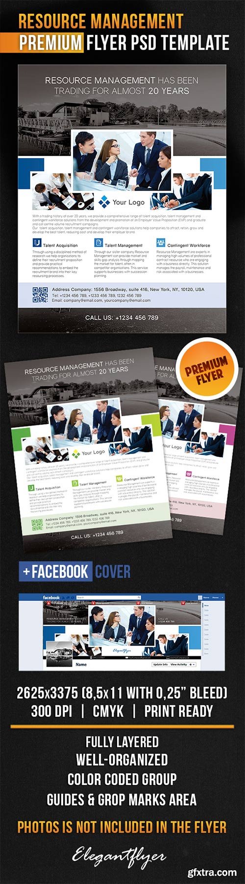 Resource Management Flyer PSD Template + Facebook Cover