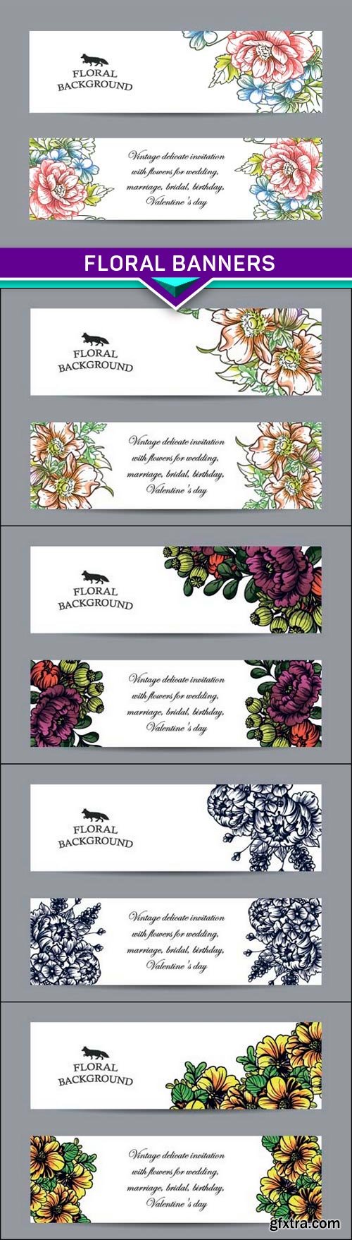 Floral banners 5x EPS