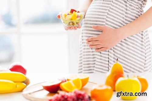 Collection pregnant woman baby girl in a position prepares healthy food meals 25 HQ Jpeg