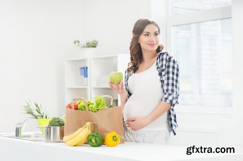 Collection pregnant woman baby girl in a position prepares healthy food meals 25 HQ Jpeg