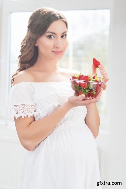 Collection pregnant woman baby girl in a position prepares healthy food meals 25 HQ Jpeg