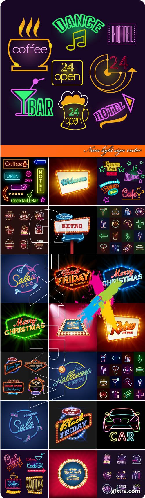 Neon light sign vector