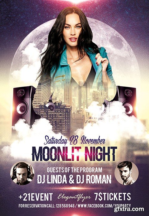 Moonlit Night Flyer PSD Template + Facebook Cover