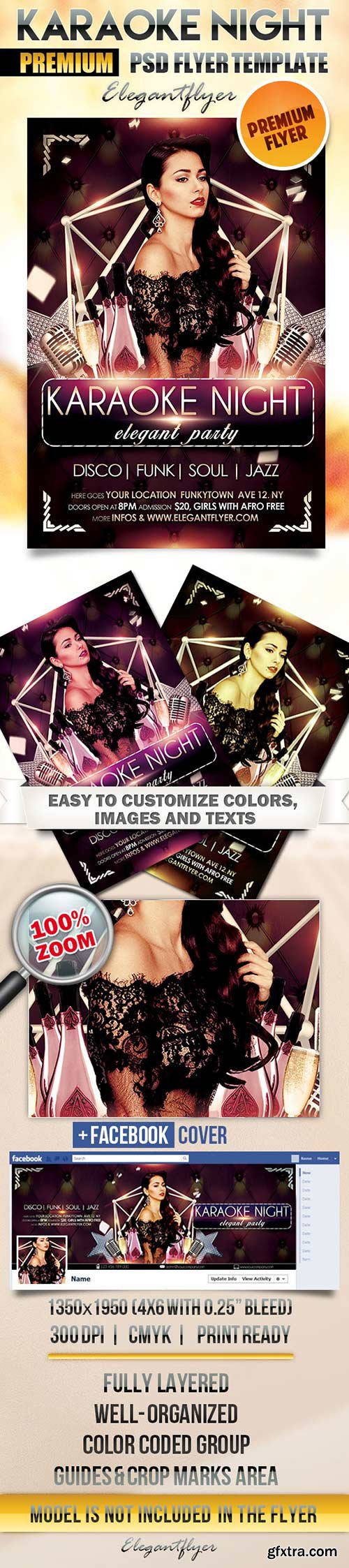 Karaoke Night Flyer PSD Template + Facebook Cover